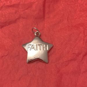 5/$25 Faux Pendant: faux silver star that says “FAITH”. Costume Jewelry.